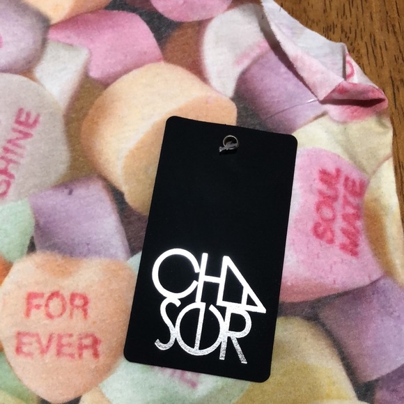 Chaser New Candy Print Sweet Hearts tee S - Picture 8 of 9